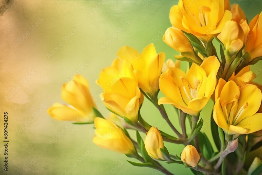 beautiful spring copy leaf background nature fresh blossom green floral flowers space. Generative AI. beautiful spring copy leaf background nature fresh blossom green floral flowers space. Generative AI.