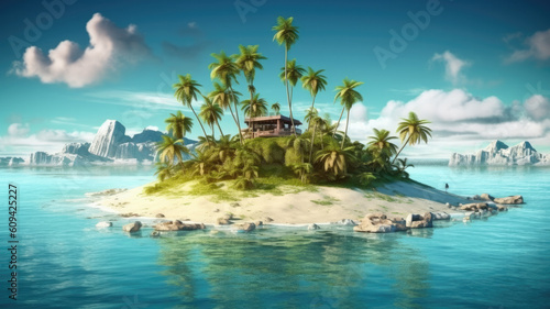 beautiful travel holiday island created with Generative AI technology