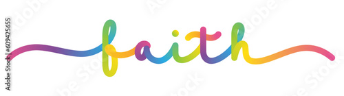 FAITH monoline calligraphy banner with colorful gradient
