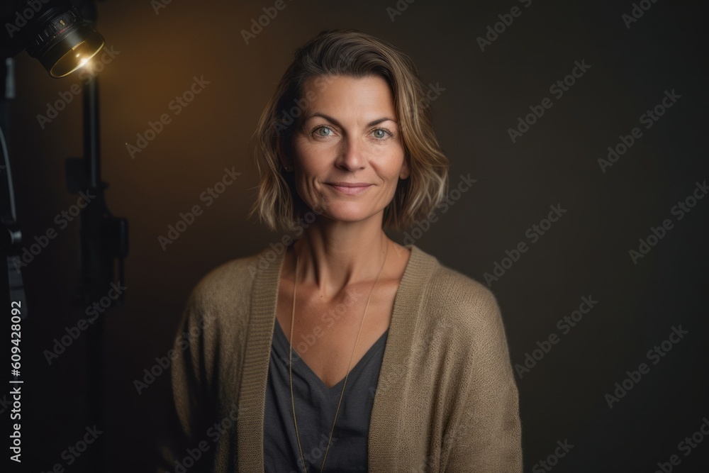 Portrait of a middle-aged woman in a photo studio. Portrait of a middle-aged woman in a photo studio.