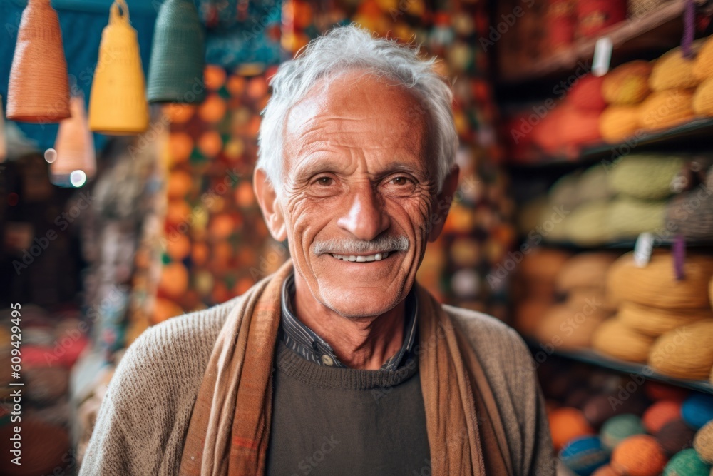 Portrait of a senior man in a souvenir shop in Morocco Portrait of a senior man in a souvenir shop in Morocco