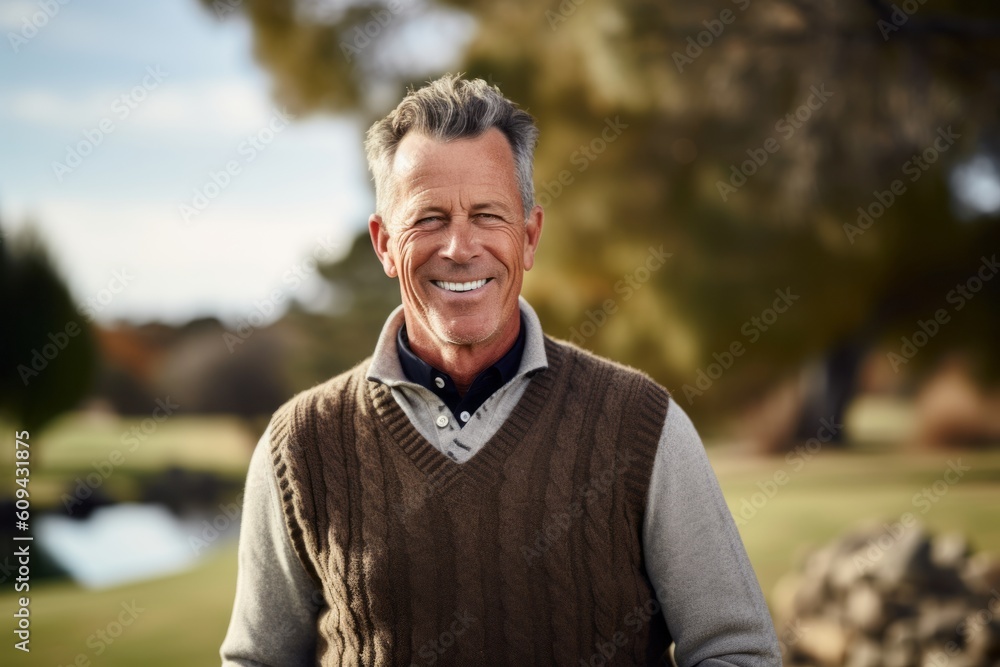 Portrait of smiling senior man standing in park on a sunny day