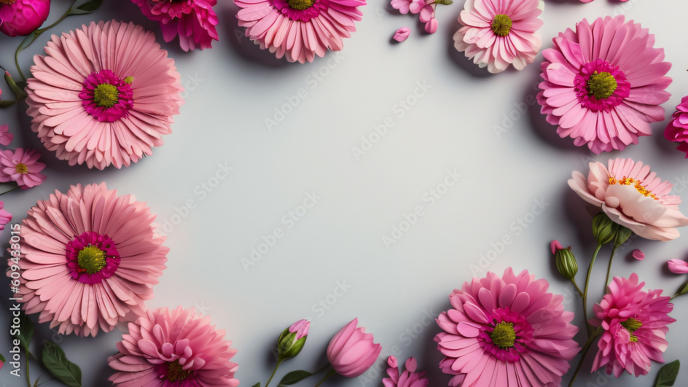frame made of colorful flowers frame made of colorful flowers
