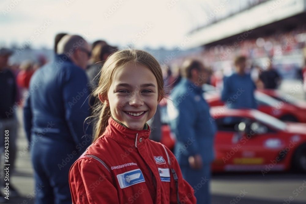 Unidentified female driver on the starting grid before the race at Mugello Circuit in Italy.