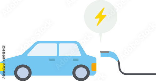 電気自動車が充電するイラスト