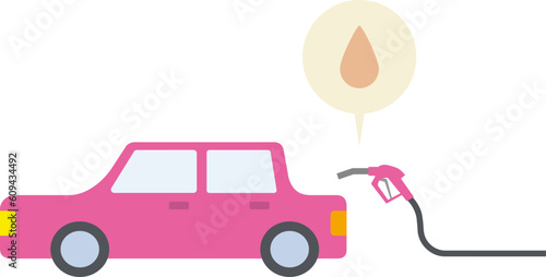 ガソリン自動車が給油するイラスト
