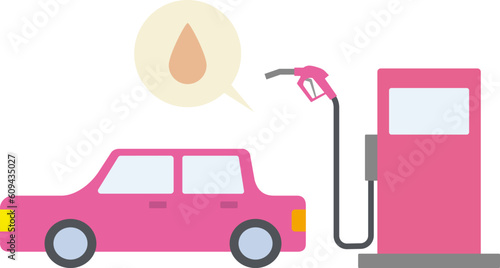 ガソリン自動車とガソリン計量機のシンプルなイラスト