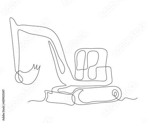 abstract Excavator Continuous One Line Drawing