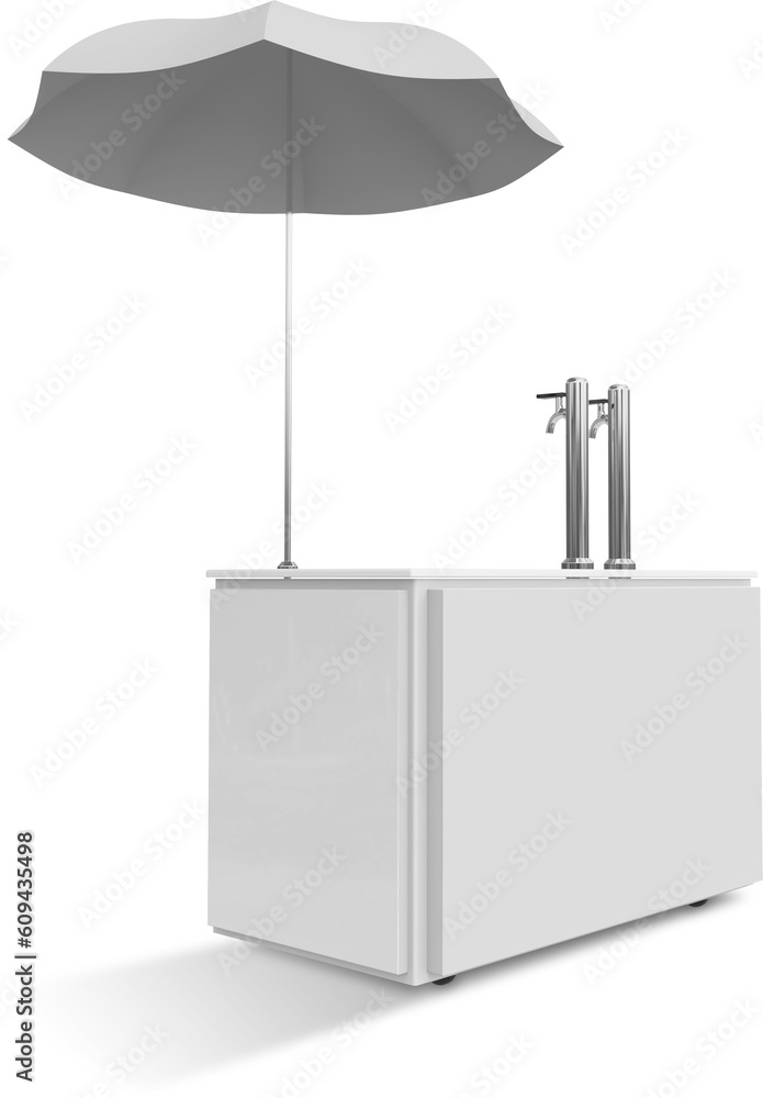 Outdoor Bar Counter With Drink Pumps And Umbrella 3D Rendering