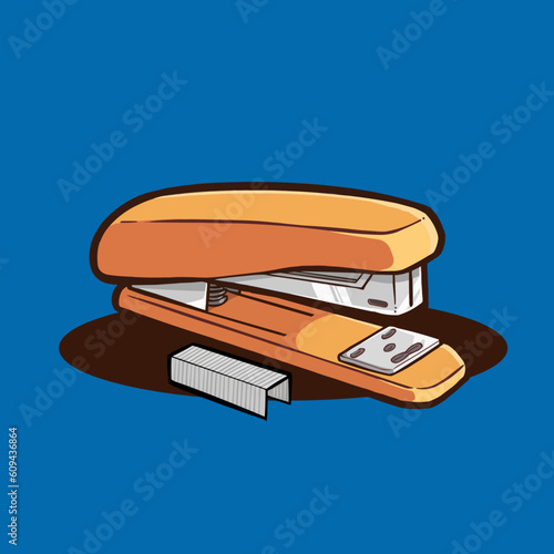 vector illustration of stapler with staples office tools