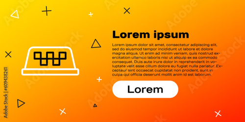 Line Taxi car roof icon isolated on yellow background. Colorful outline concept. Vector