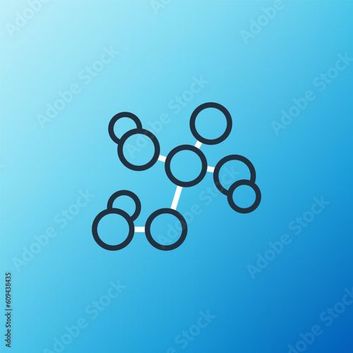 Line Chemical formula icon isolated on blue background. Abstract hexagon for innovation medicine, health, research and science. Colorful outline concept. Vector