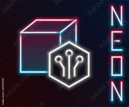 Glowing neon line NFT Digital crypto art icon isolated on black background. Non fungible token. Colorful outline concept. Vector