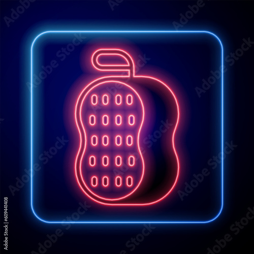 Glowing neon Washcloth icon isolated on black background. Bath house sauna washcloth sign. Item for pleasure and relaxing. Vector