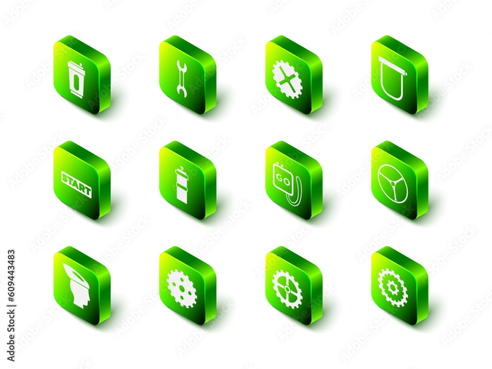 Set Wrench spanner, Bicycle sprocket crank, lock, wheel, cassette, Stopwatch, and icon. Vector Set Wrench spanner, Bicycle sprocket crank, lock, wheel, cassette, Stopwatch, and icon. Vector