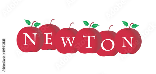 Newton's Law, Illustration of education apple, The apple is a symbol of knowledge, Newton second law on apple