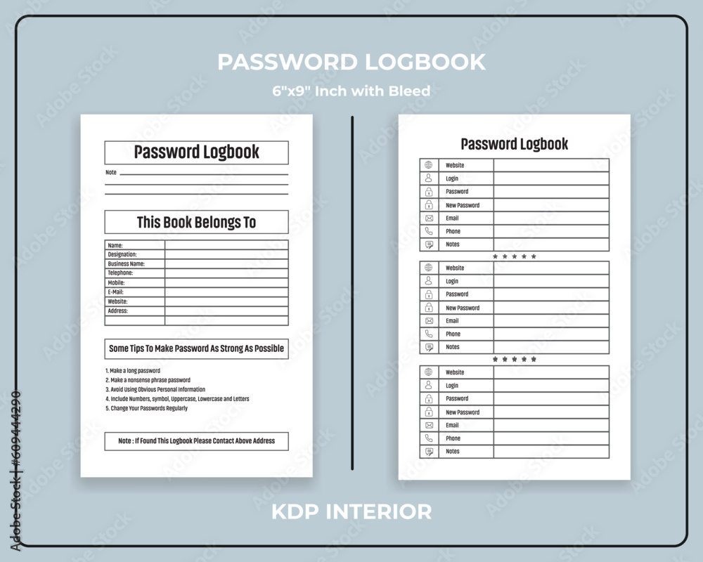 Password Log book KDP Interior