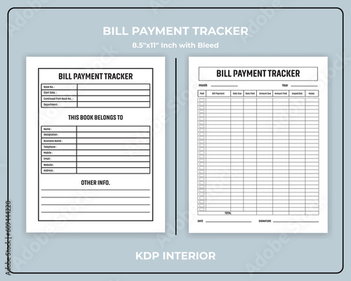 Bill Payment Tracker KDP Interior