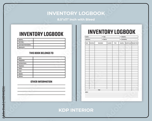 Inventory Logbook for KDP Interior