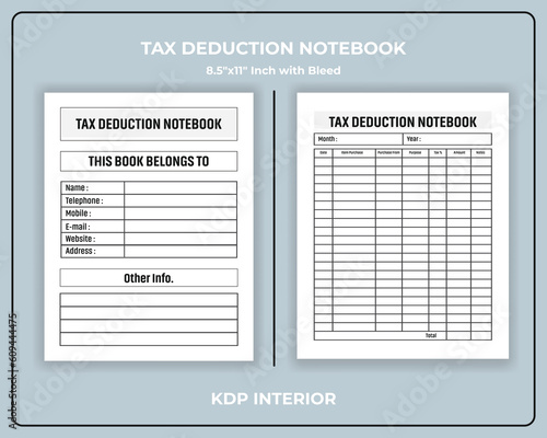 Tax Deduction Notebook KDP Interior