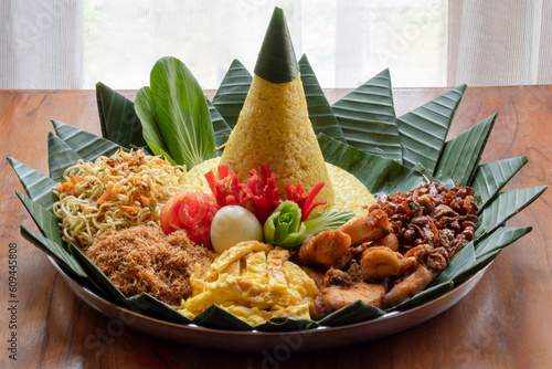 Nasi Kuning Tumpeng - Yellow Rice  photo