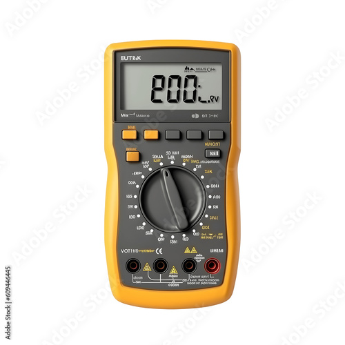 Multimeter yellow png file. Transparent background with generative ai