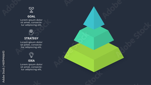 3d concept for infographic with 3 steps, options, parts or processes. Template for web on a black background.
