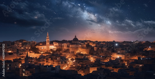 night view of malta bay created with Generative AI technology