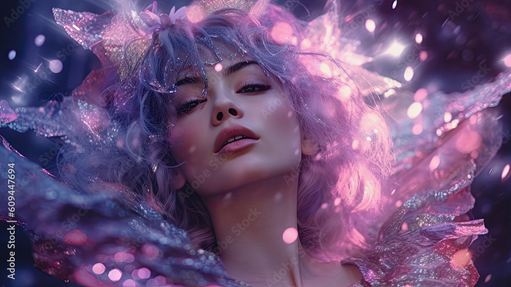 purple dreams of beauty created with Generative AI technology