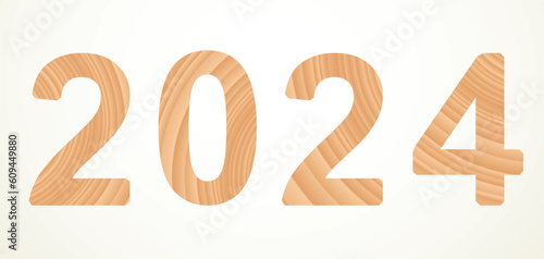 Vector wooden New Year numbers isolated on white background