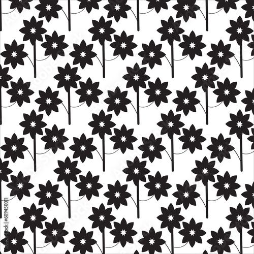 Enchanting Petals Abstract Floral Seamless Pattern balck