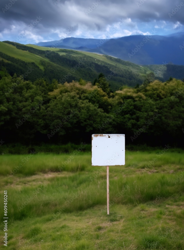 blank sign in the field Cinematic daylight generative ai illustration art blank sign in the field Cinematic daylight generative ai illustration art