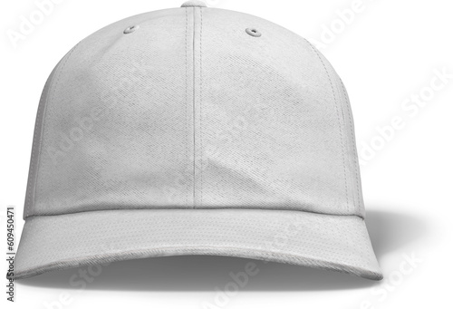 6 Panel Dad Hat Strap Back Cap Front View White Blank Isolated 3D Rendering