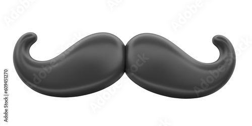 Canvastavla Black Moustache in 3d render isolated background transparent