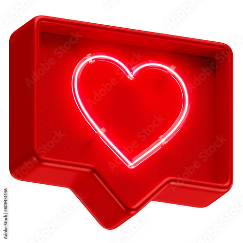 Red heart shaped button like 3d render