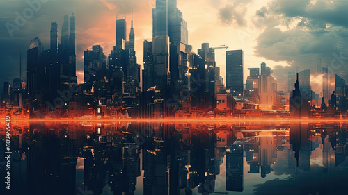 super futuristic city concept created with Generative AI technology