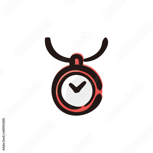 Necklace of clock - Hip Hop icon/illustration (Hand-drawn line, colored version)