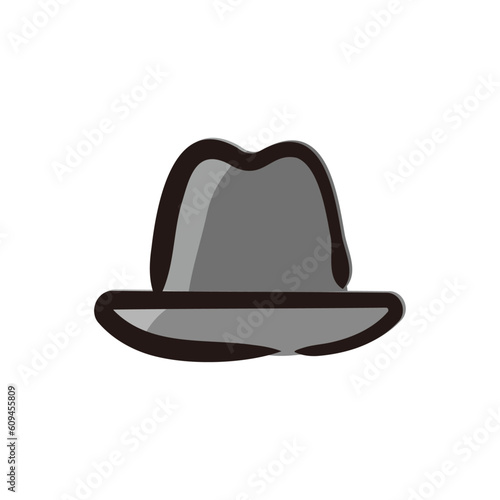 Pork pie hat - Hip Hop icon/illustration (Hand-drawn line, colored version)