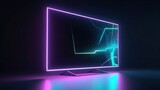 TV with Neon Lights and Black Screen
