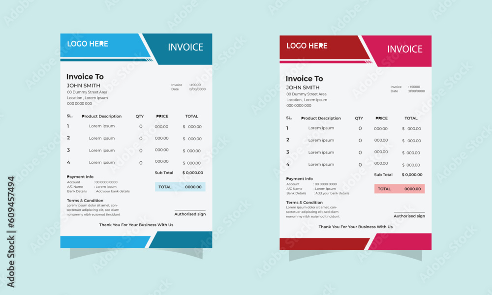 Simple invoice Layout . 