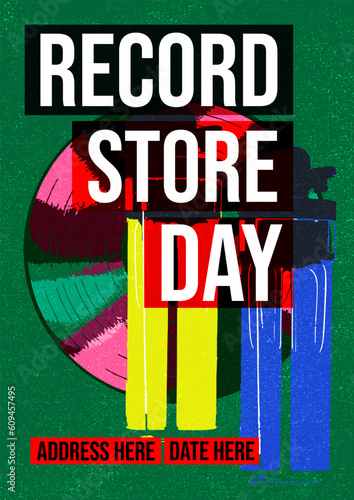 Record Store Day Gig Poster Flyer Template, t-shirt design records vinyl retro music