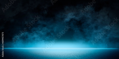 product display, mockup of a black background with a blue glow