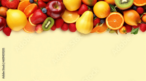 Fruit frame background for restaurant menu. IA generative.