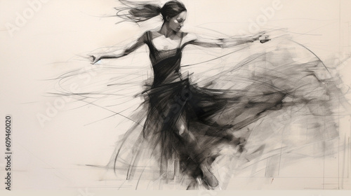 The fluidity of a ballerina's movements captured in a series of sketches Generative AI