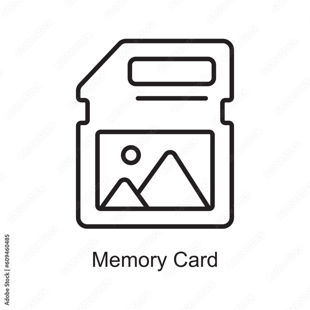 Memory Card Outline Icon Design illustration. Art and Crafts Symbol on White background EPS 10 File Memory Card Outline Icon Design illustration. Art and Crafts Symbol on White background EPS 10 File