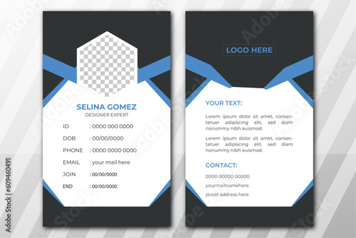 creative ID Card Template with an author photo place, Office Id Card for Your Business or Company, Trendy multipurpose identity card design
creative ID Card Template with an author photo place.
 photo