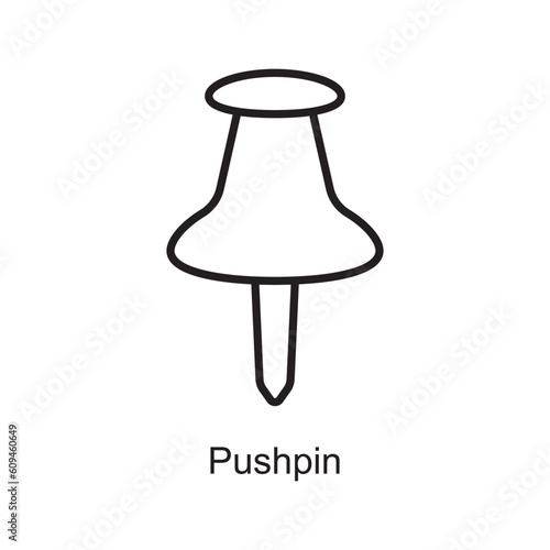 Pushpin Outline Icon Design illustration. Art and Crafts Symbol on White background EPS 10 File