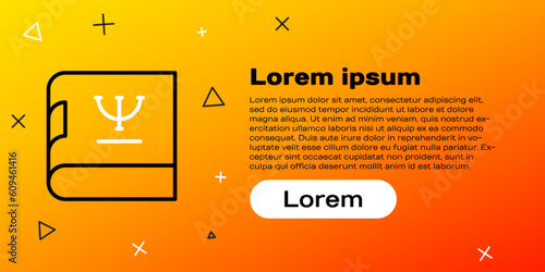 Line Psychology book icon isolated on yellow background. Psi symbol. Mental health concept, psychoanalysis analysis and psychotherapy. Colorful outline concept. Vector