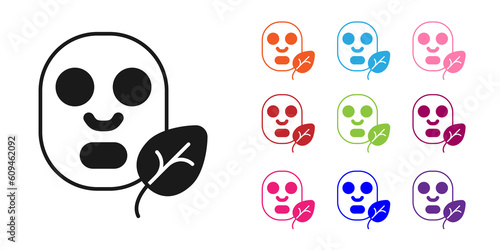 Black Facial cosmetic mask icon isolated Black background. Cosmetology, medicine and health care. Set icons colorful. Vector