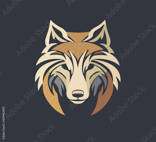 Vector illustration of a wolf with a predatory look on a dark background